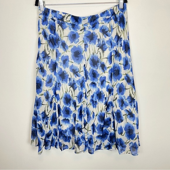 VTG Jaclyn Smith Blue White Floral Two Piece Set Sheer Top Midi Skirt sz Large - Picture 7 of 13